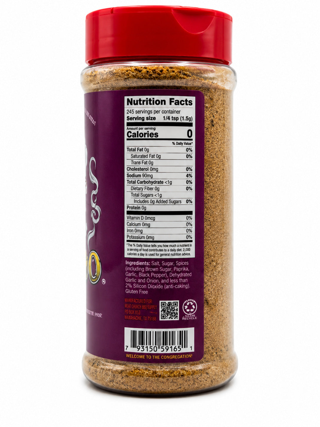 Meat Church Holy Voodoo Ingredient label on a white background