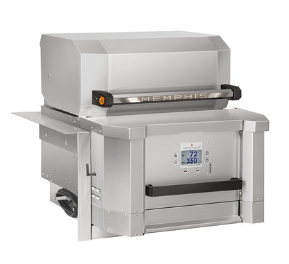 Stainless steel Memphis Elevate Built In grill on a white background