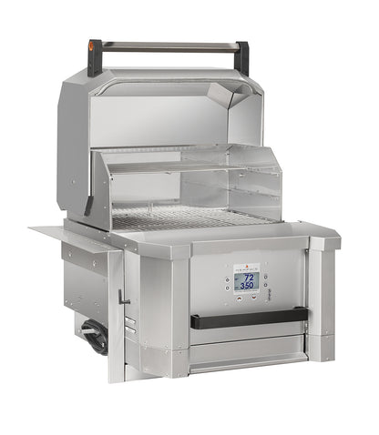 Memphis Elevate Built In with lid open on an angle on a white background