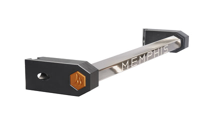 Metal grill handle with 'Memphis' branding on a white background