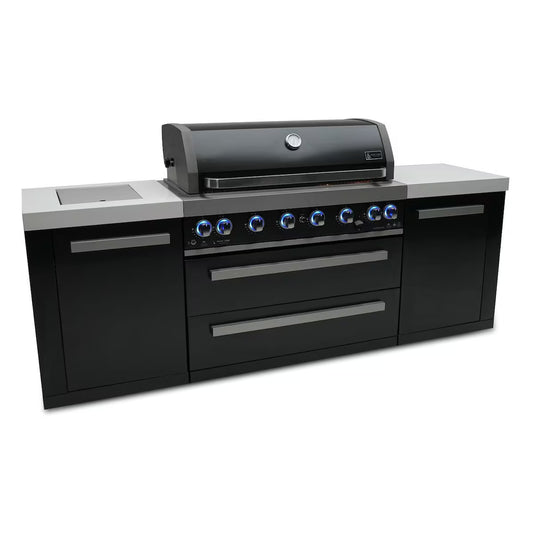 Mont Alpi Black Series 8 Ft Propane Outdoor Kitchen Island w/ Side Burner - MAi805-BSS