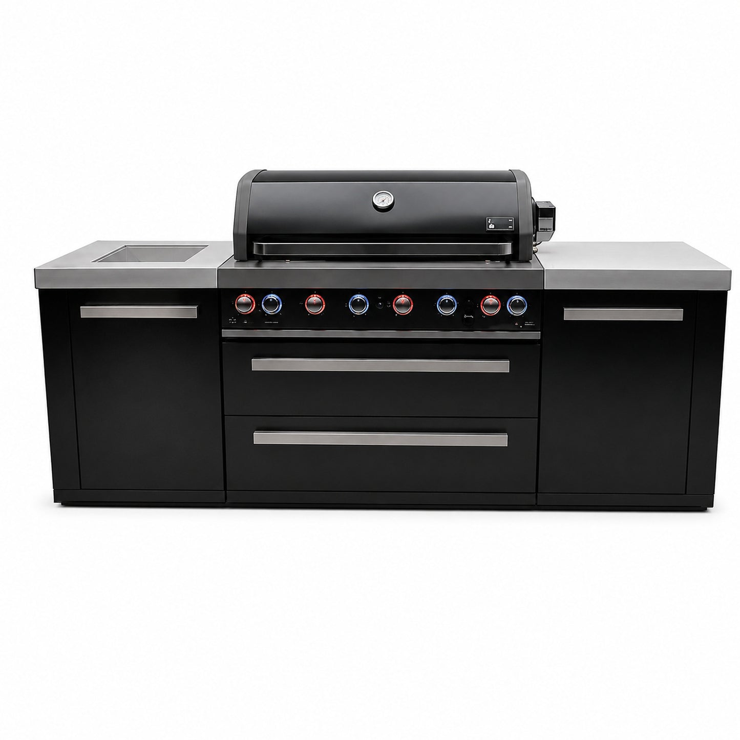 Mont Alpi MAi805-BSS Black Series 6-Burner Outdoor Kitchen on a white background