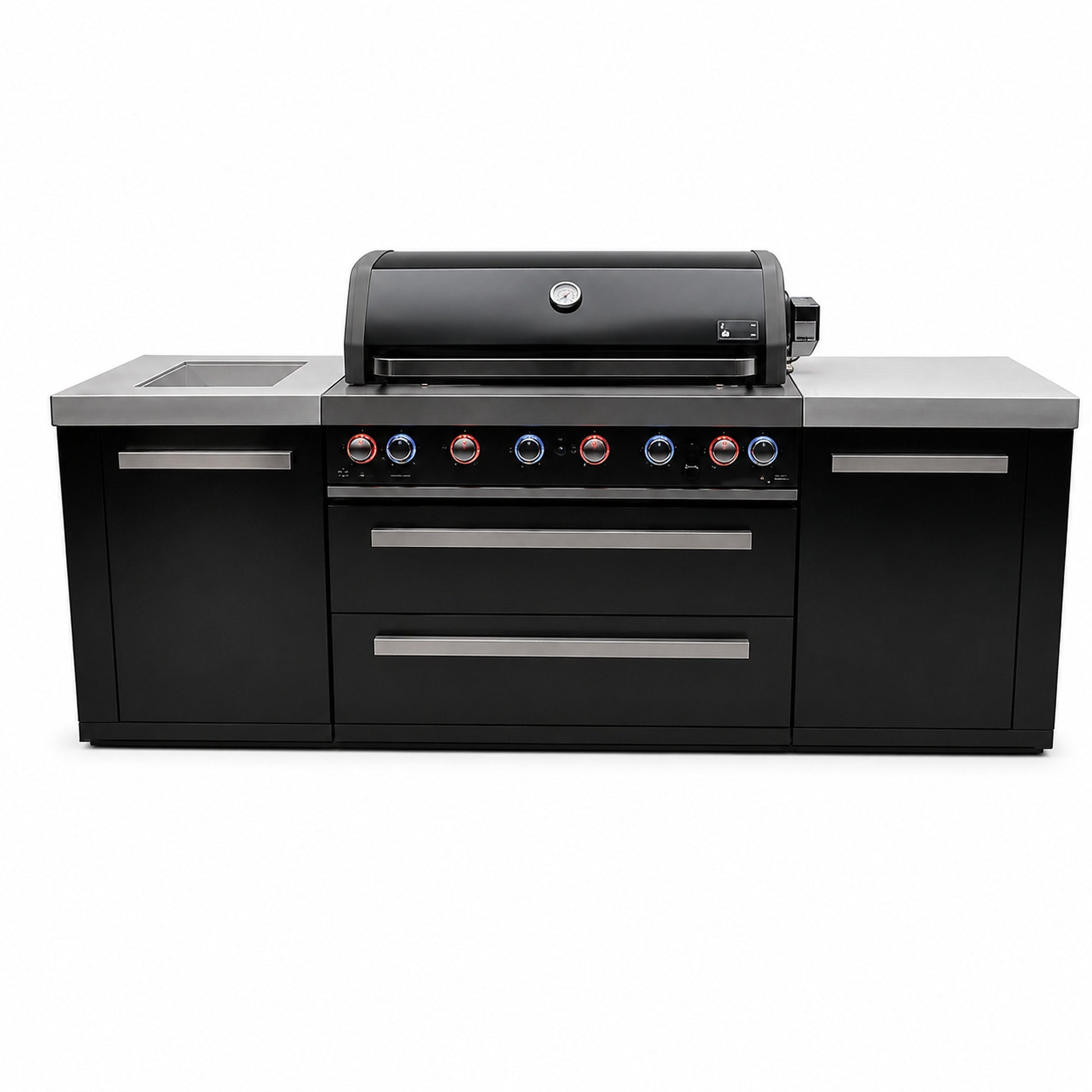 Mont Alpi MAi805-BSS Black Series 6-Burner Outdoor Kitchen on a white background