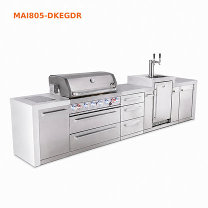 Mont Alpi MAi805-DKEGDR Deluxe Outdoor Kitchen with Kegerator and Drawer Storage on a white background