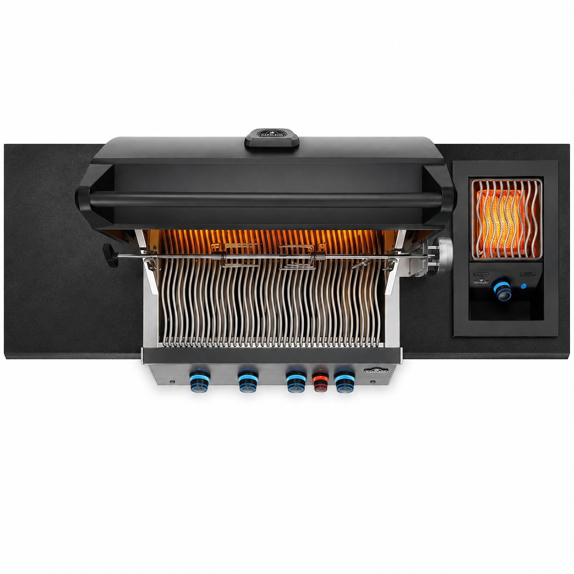 Top View of Napoleon OASIS 300 Outdoor Kitchen with Built-In 700 Series  Grill on a white background