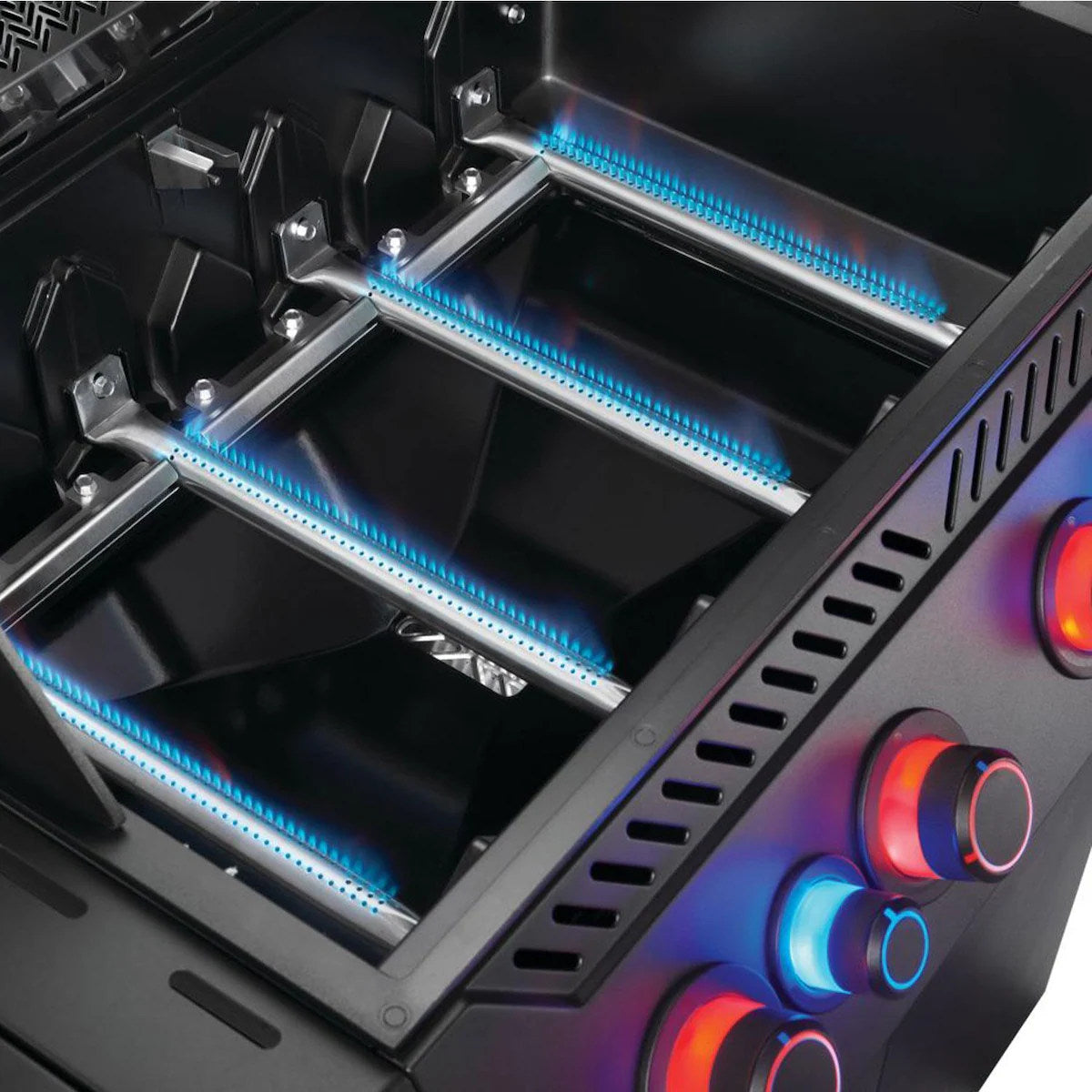 Napoleon Prestige Phantom 500 Connected 4-Burner Grill w/ Rotisserie, WiFi & Bluetooth Burners and illuminated knobs