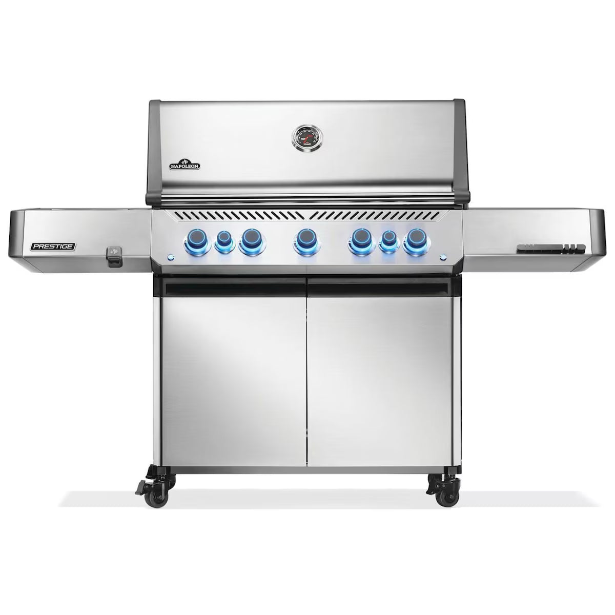 Napoleon Prestige 665 5-Burner Grill with Rotisserie & Side Burner on a white background