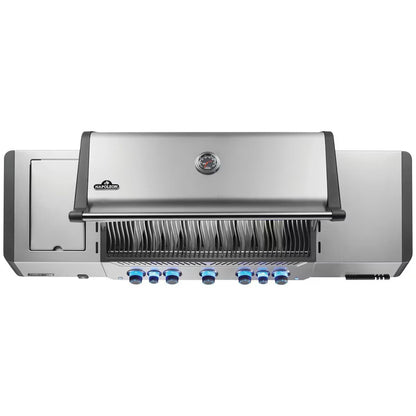 Top View of Napoleon Prestige 665 5-Burner Grill with Rotisserie & Side Burner on a white background