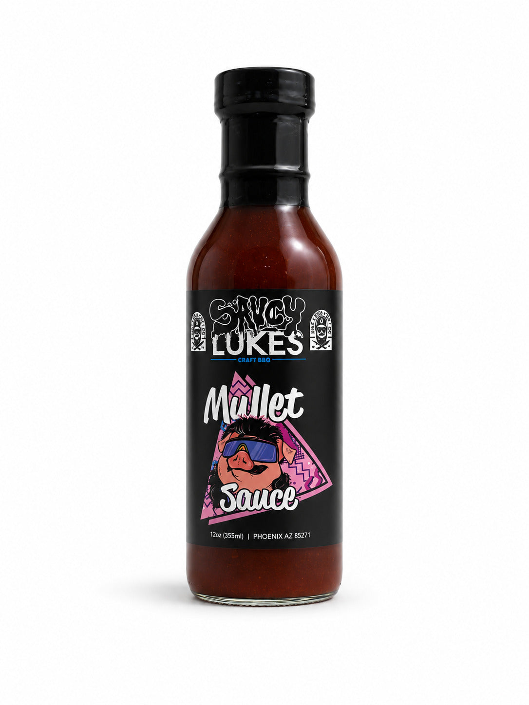 Saucy Luke Craft BBQ Mullet Sauce bottle on a white background