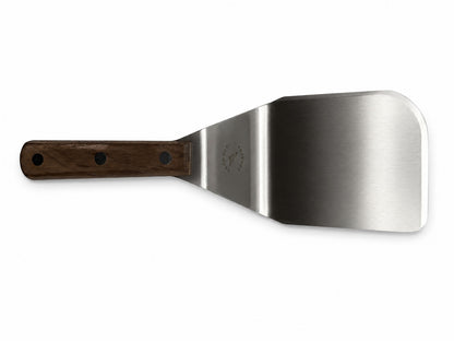 Smithey Ironware Mighty Spatula with wooden handle on a white background