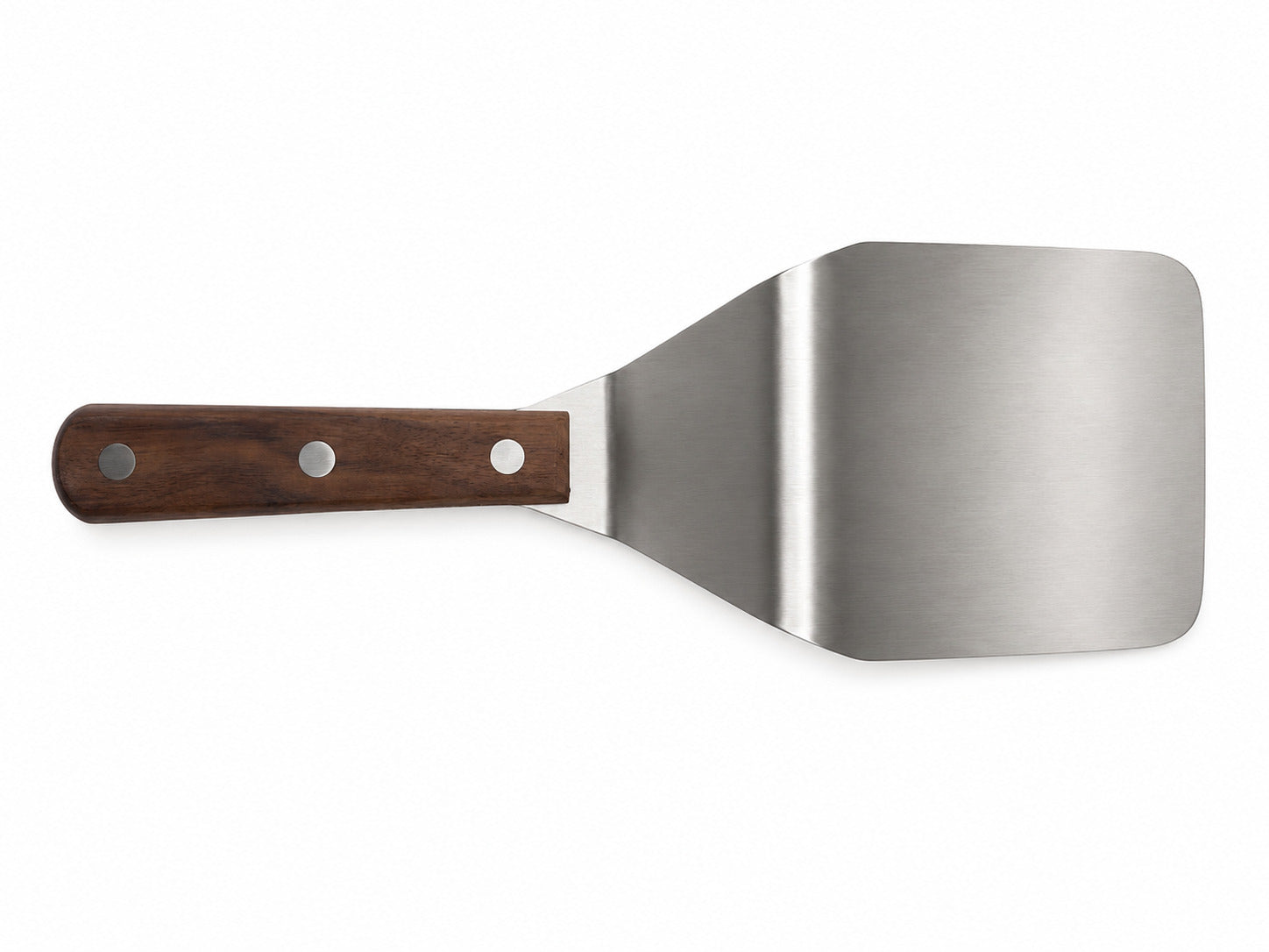 Smithey Ironware Mighty spatula with wooden handle on a white background