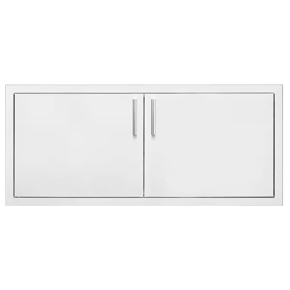 White cabinet with two doors on a white background