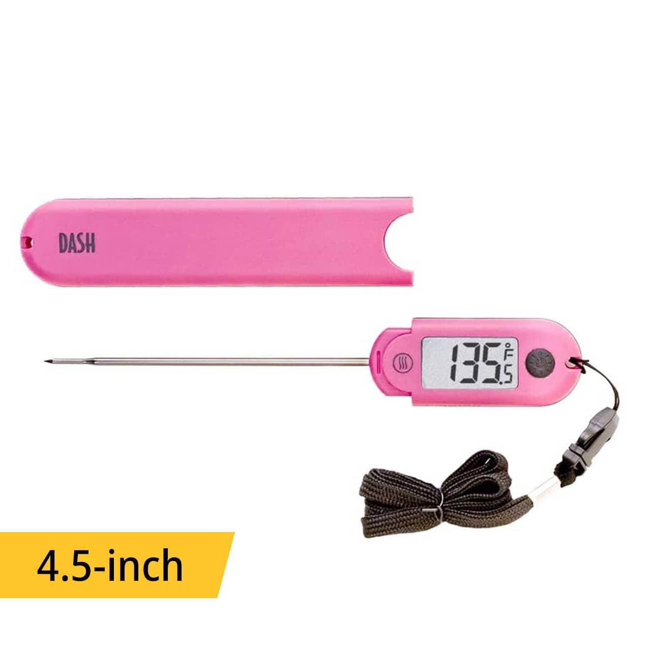 Thermoworks Dash Pink thermometer on a white background