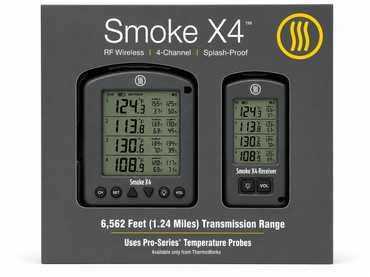 Thermoworks Smoke X4 thermometer on a white background