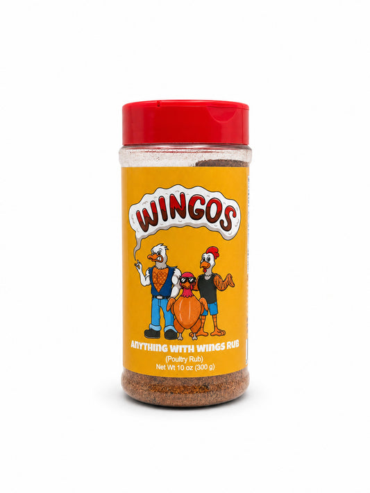 Wingos Anything with Wings Rub bottle on a white background
