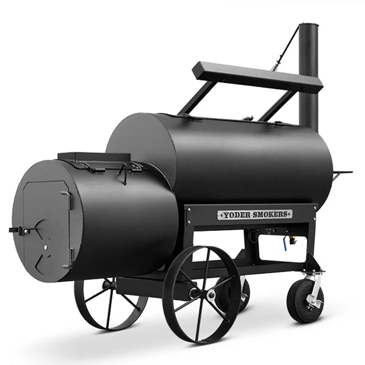 Yoder Smokers Kingman Offset with Casters on a white background