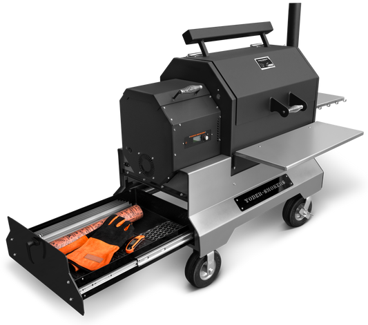 Yoder YS640S PELLET GRILL COMP W/ STORAGE DRAWER STAINLESS SHELVES 8"