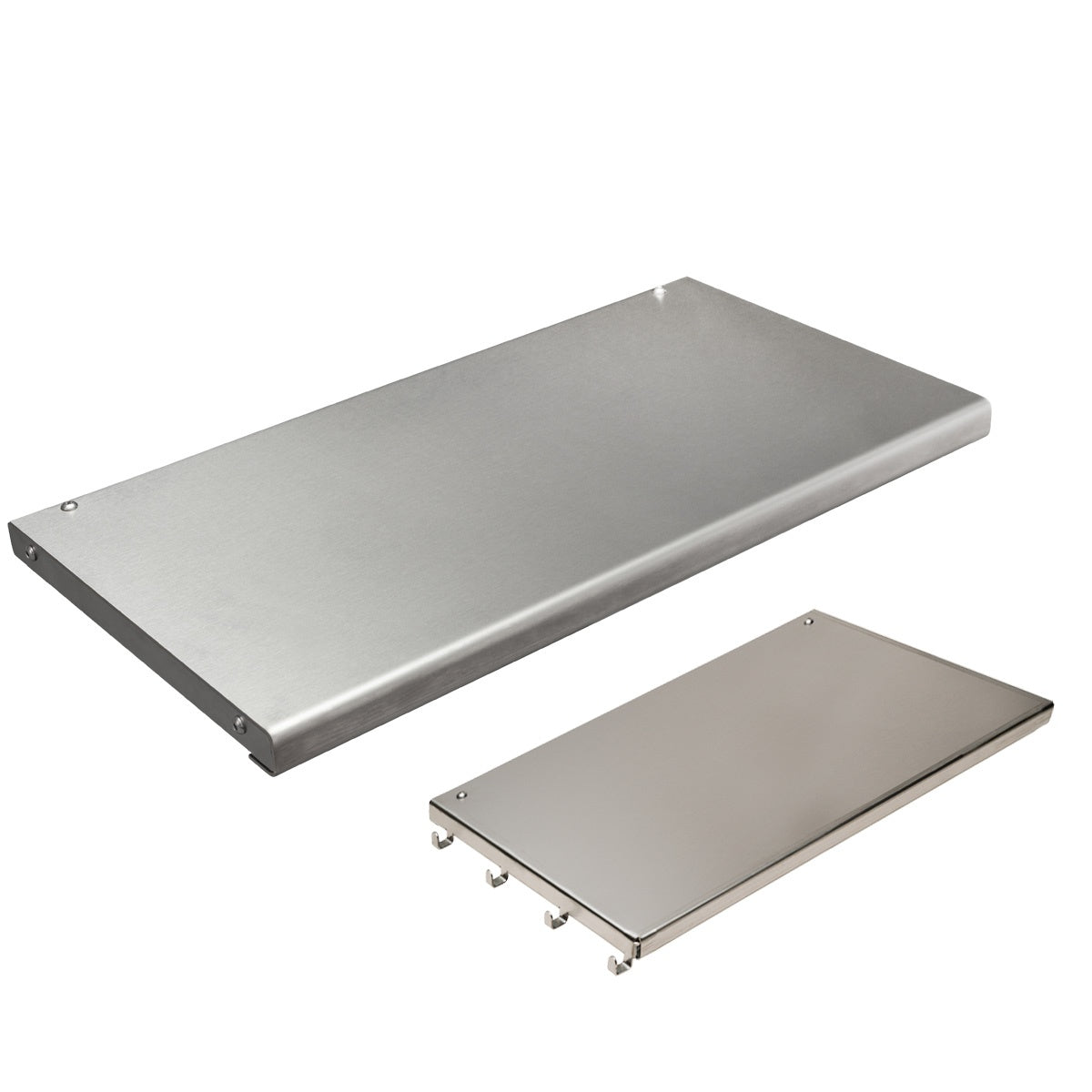 Yoder YS480 Stainless Steel Front & Side Shelf Sleeve set on a white background