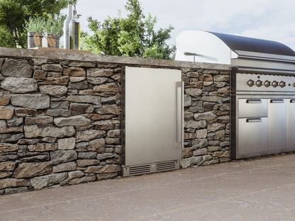 Zephyr Presrv 24-Inch Outdoor Beverage Cooler built into an outdoor kitchen