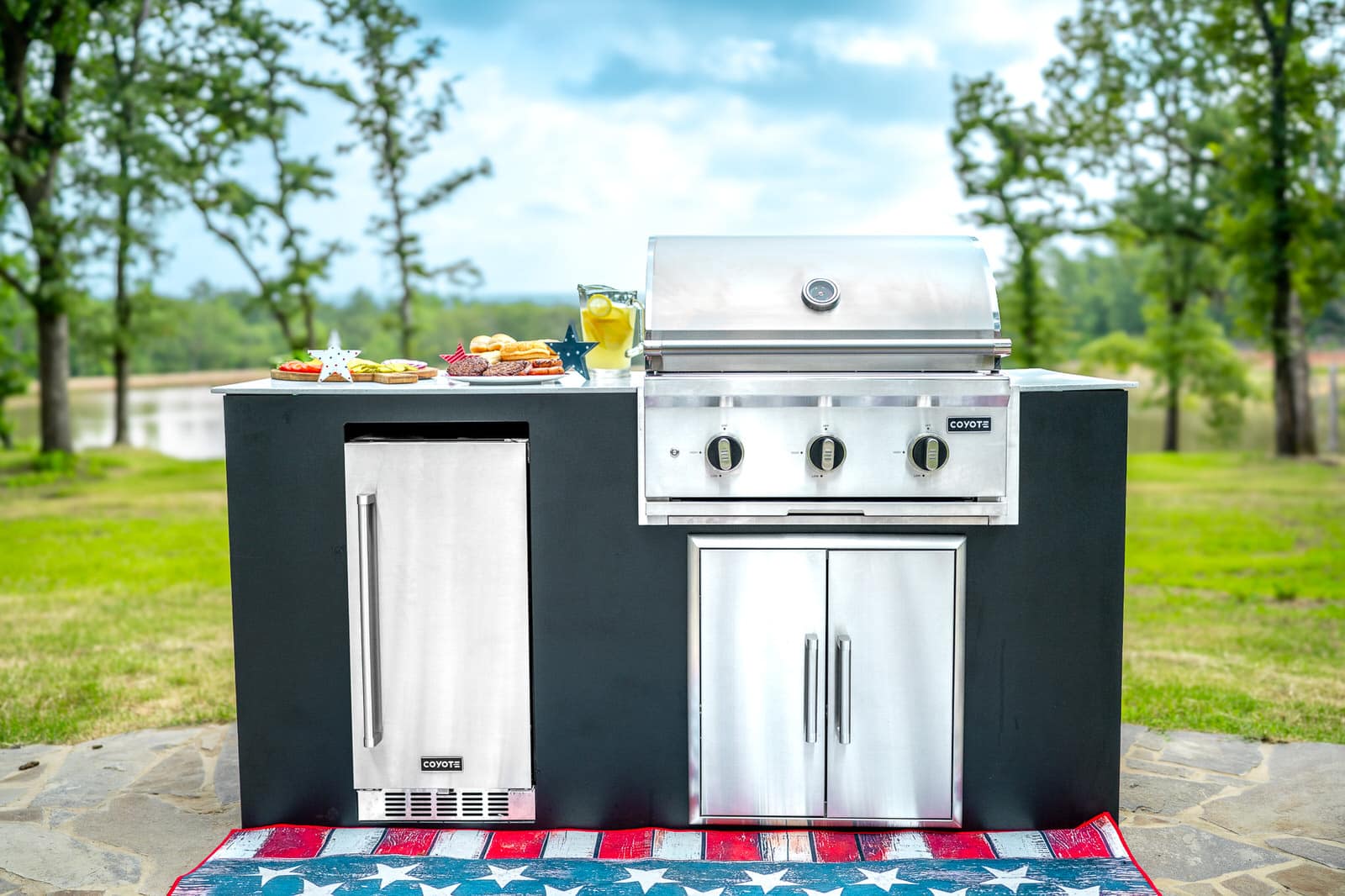 Coyote 4 Piece Outdoor Kitchen Island Backyard BBQ