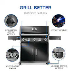 Rogue® PRO 625 Propane Gas Grill with Infrared Side Burner - Black