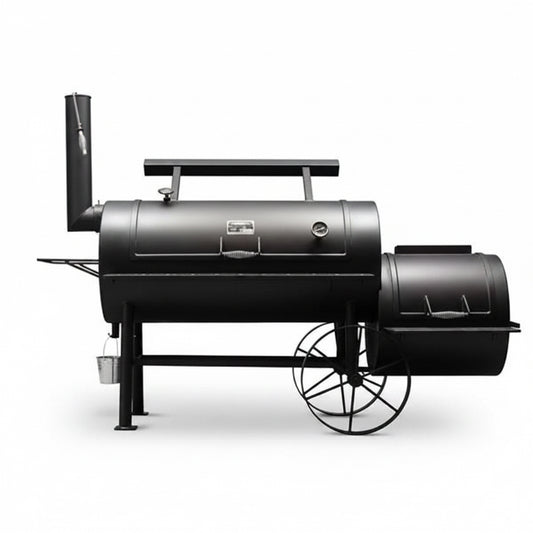 Black barbecue smoker on a white background