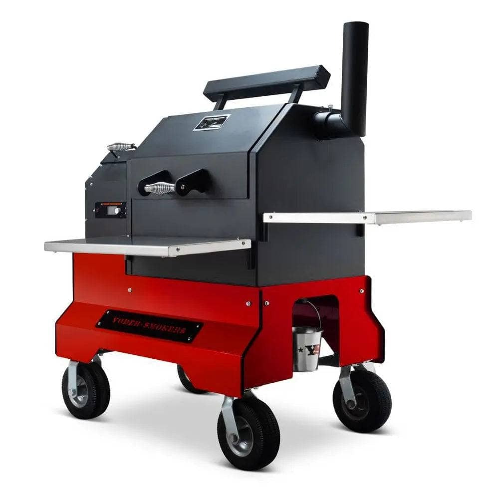 Black and red barbecue grill on a white background
